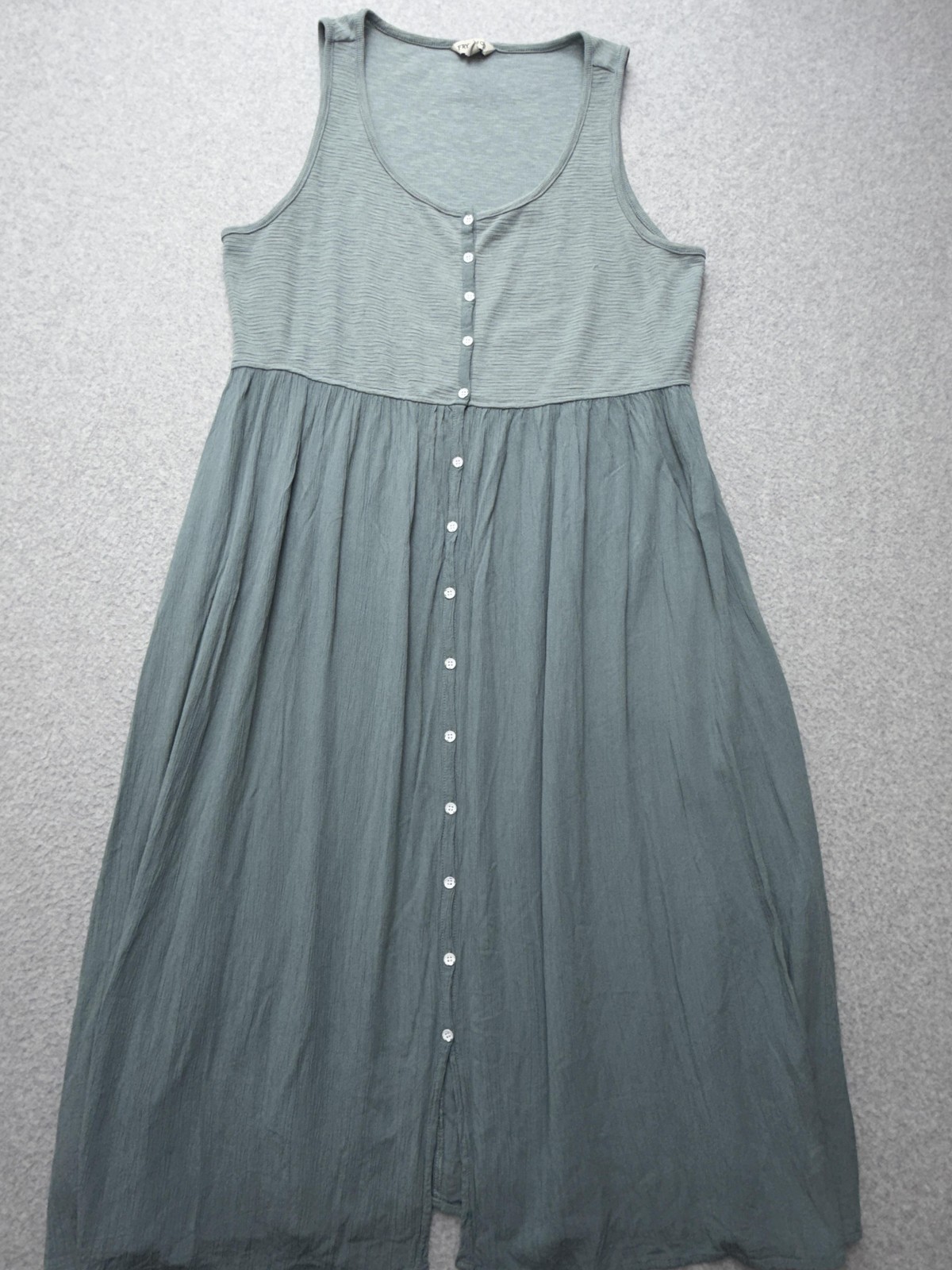 Frye And Co Womens XL Green Maxi Tank Dress Button Front Pockets Casual
