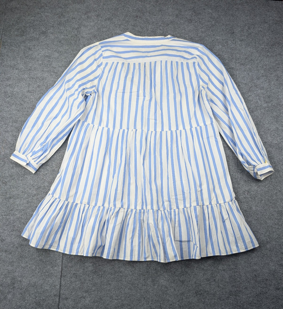 J Crew Dress Womens Small Tiered Poplin Mini Barrie Stripe Preppy Nautical Beach