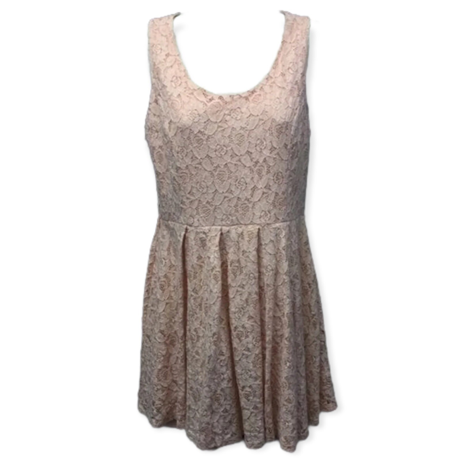 Forever 21 Dress Light Pink Sleeveless Lace Pleated Lined Women Size Medium