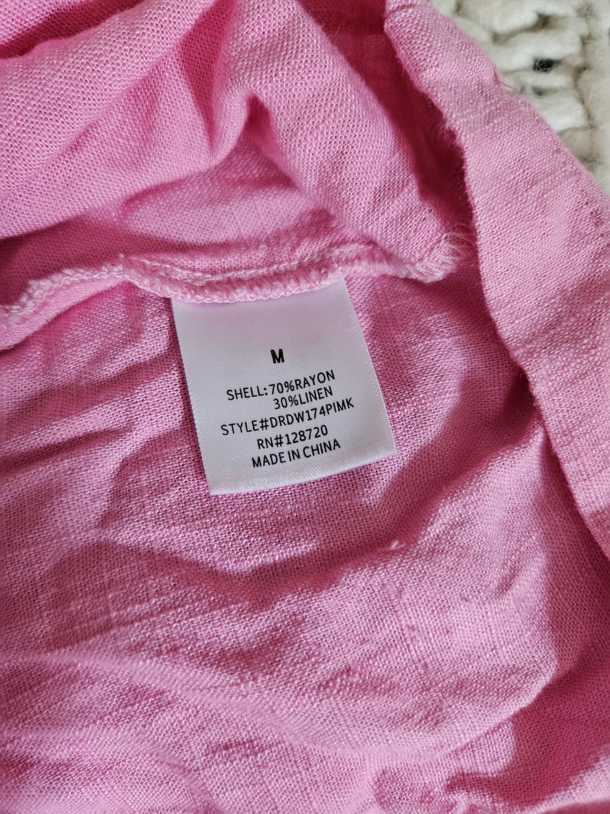 Francesca’s Pink Puff Sleeve Tie Front Dress M V‑Neck Lightweight Summer Cute