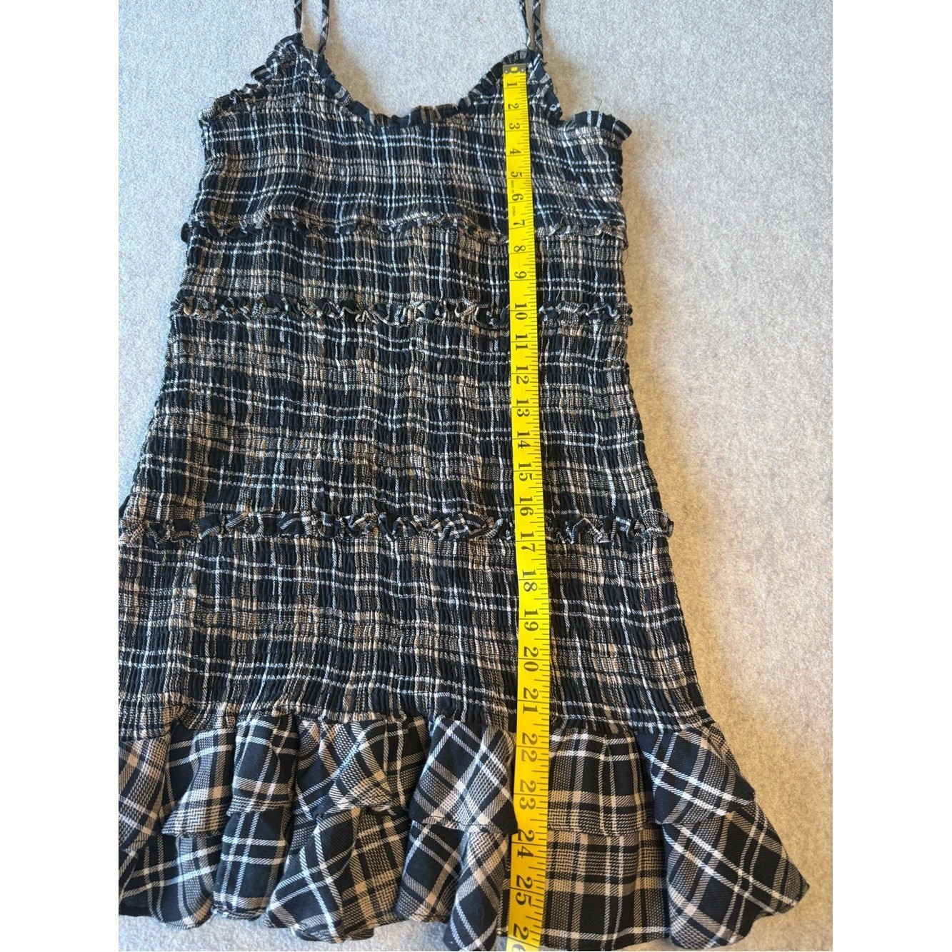 Fashion Nova Black & White Plaid Smocked Midi Dress