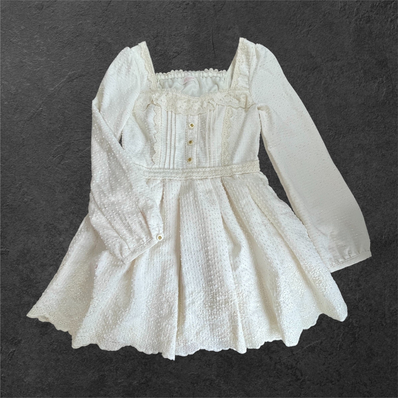 Liz Lisa White Dobby Lace Mini Dress Ryousangata Kawaii Girly Kei