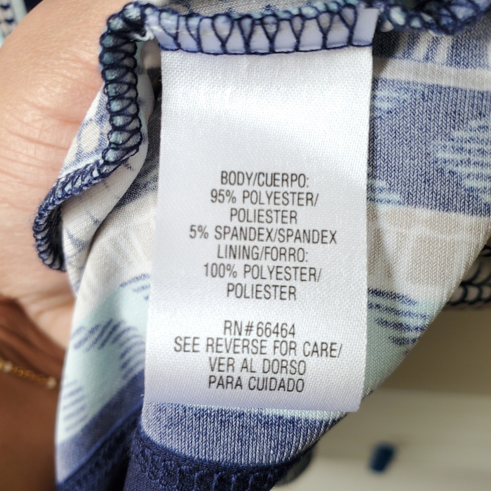 Blue White Scarf Print Jersey Shift Dress 10 Career Classic Church Holiday