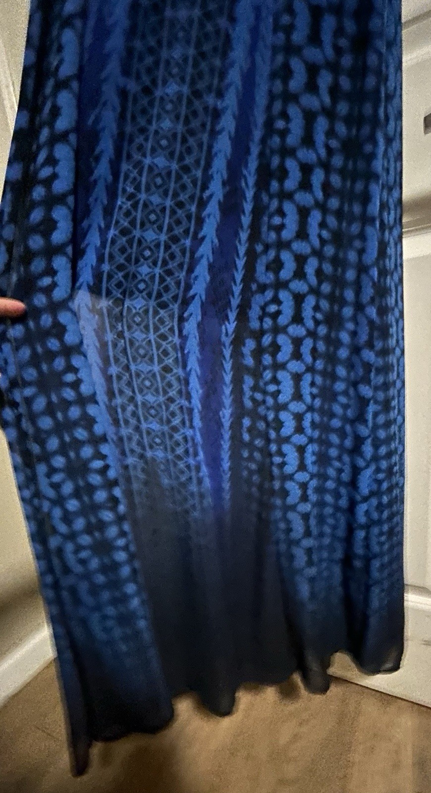 Express Blue & Black Geometric Print V-Neck Maxi Dress Adjustable Straps XS