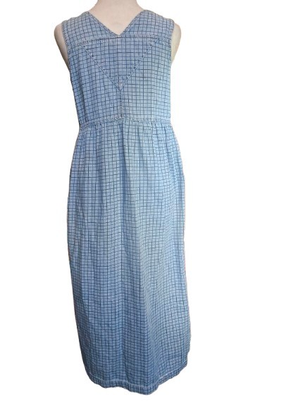 Capacity Petites Chambray Grid Button Front Midi Dress PS Prairiecore