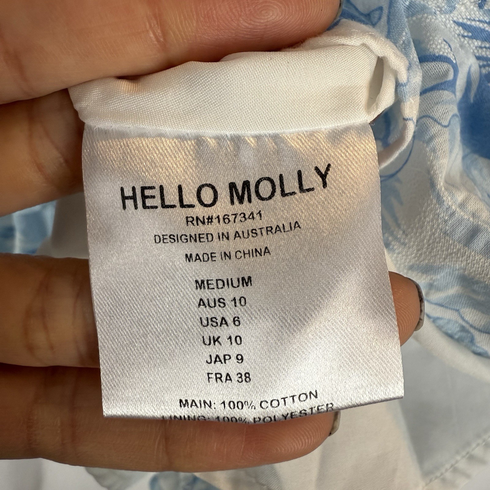 HELLO MOLLY LADYLIKE ETIQUETTE MINI DRESS floral white, light blue Size: M