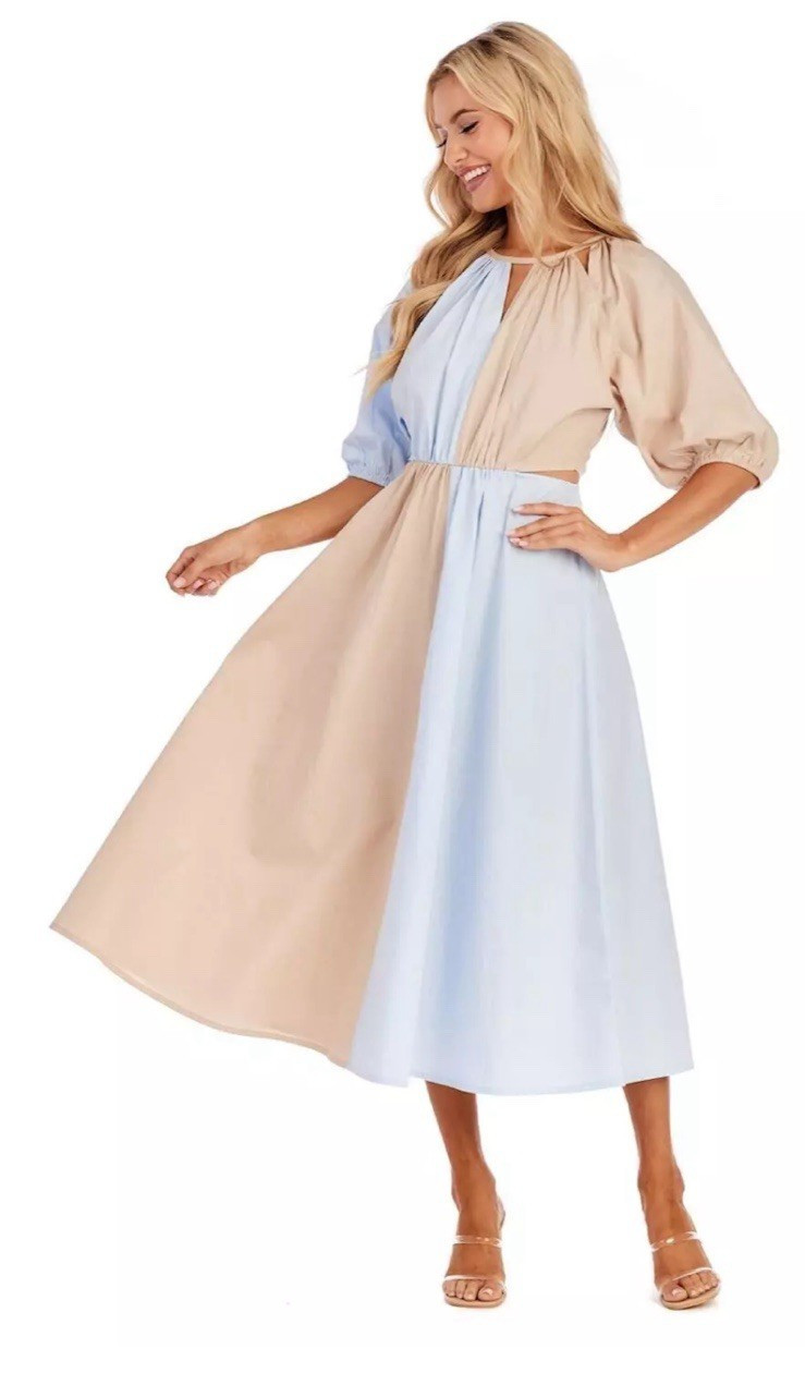 Mud Pie Women’s 100% Cotton Hutton Cut Out Midi Dress Size S Summer New