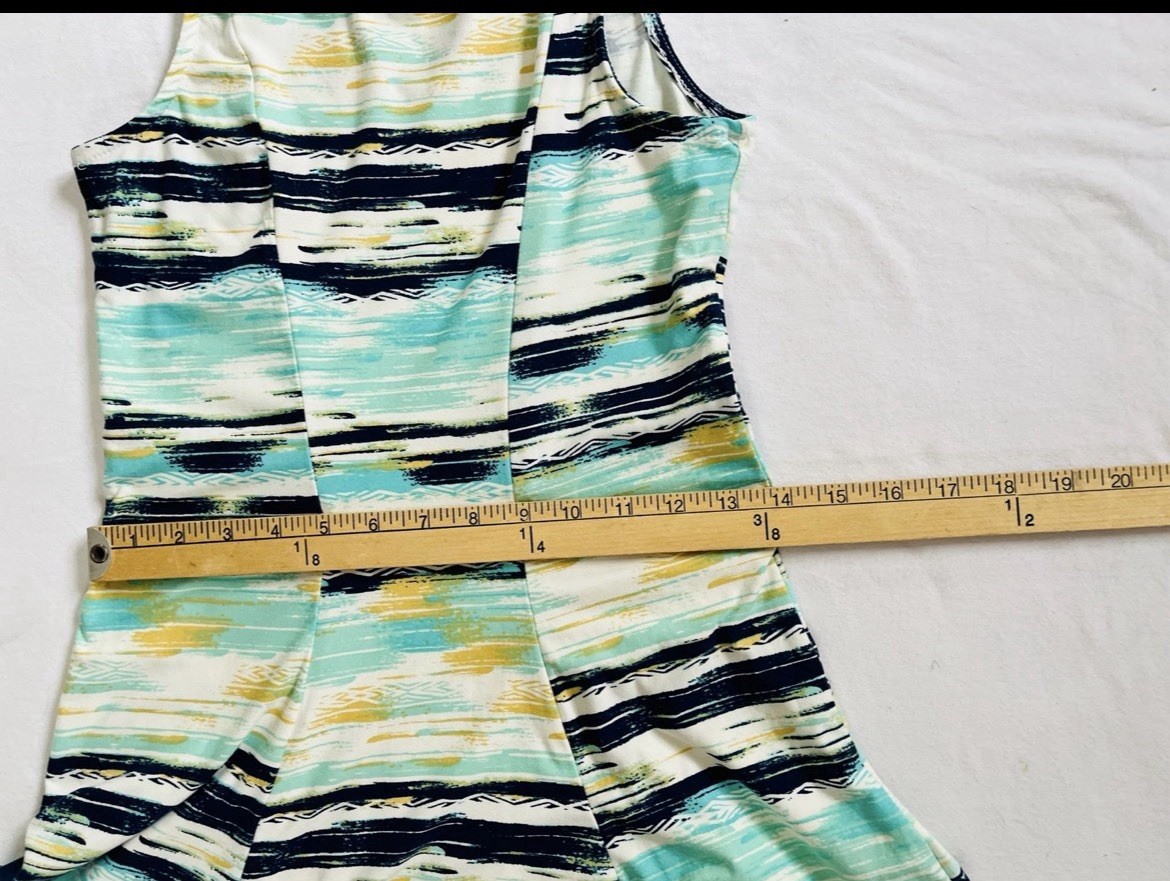MUDD sleeveless fit and flare mini dress, Juniors Small/teal, Blue, Beige,white