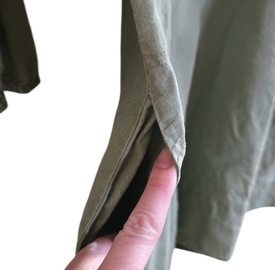 Soft Surroundings Sage Green 3/4 Length Sleeve 100% Linen Dress. Size Medium