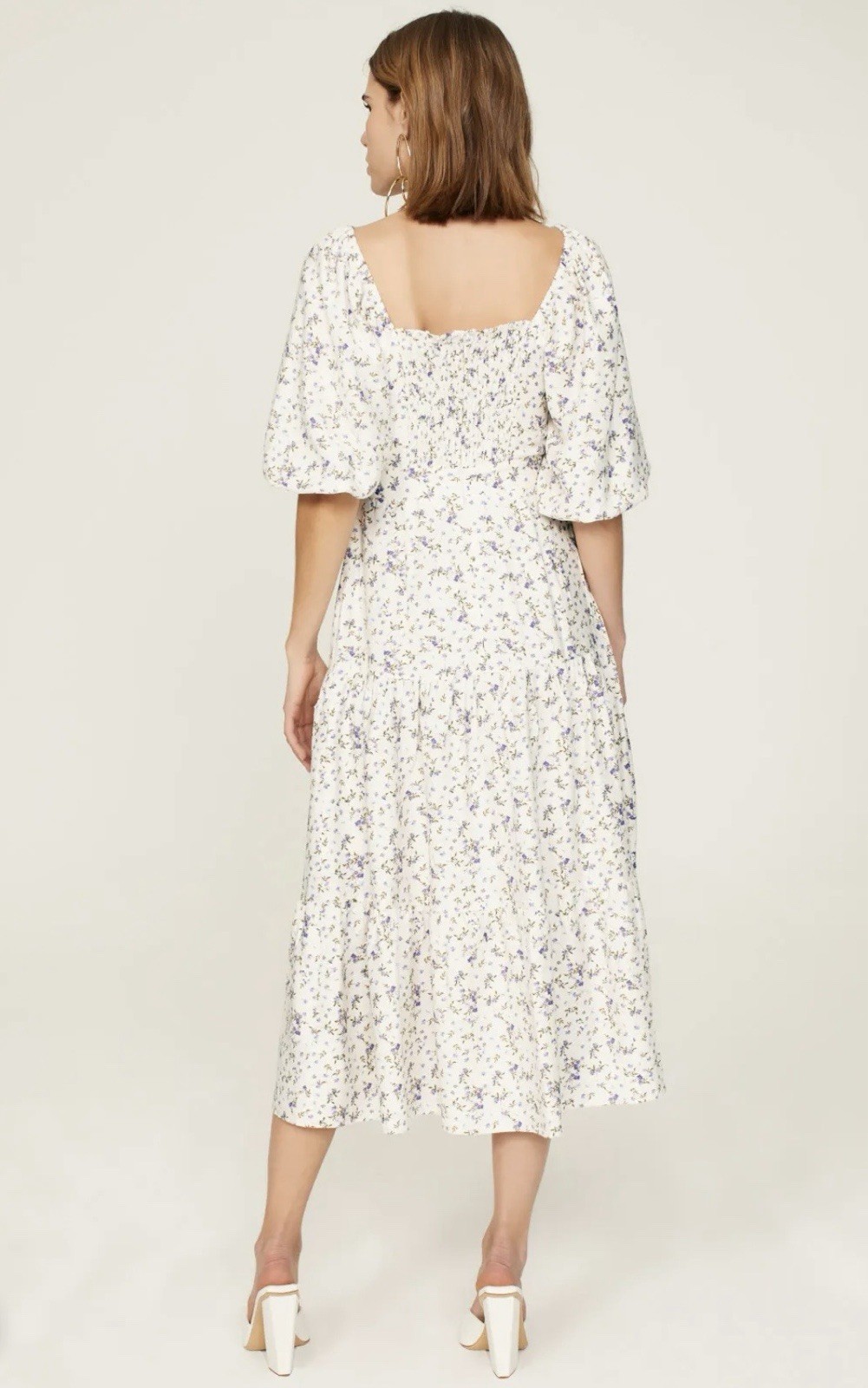 MINKPINK Hailey Midi Ivory Sundress with Lavender Floral Print NWT Size M