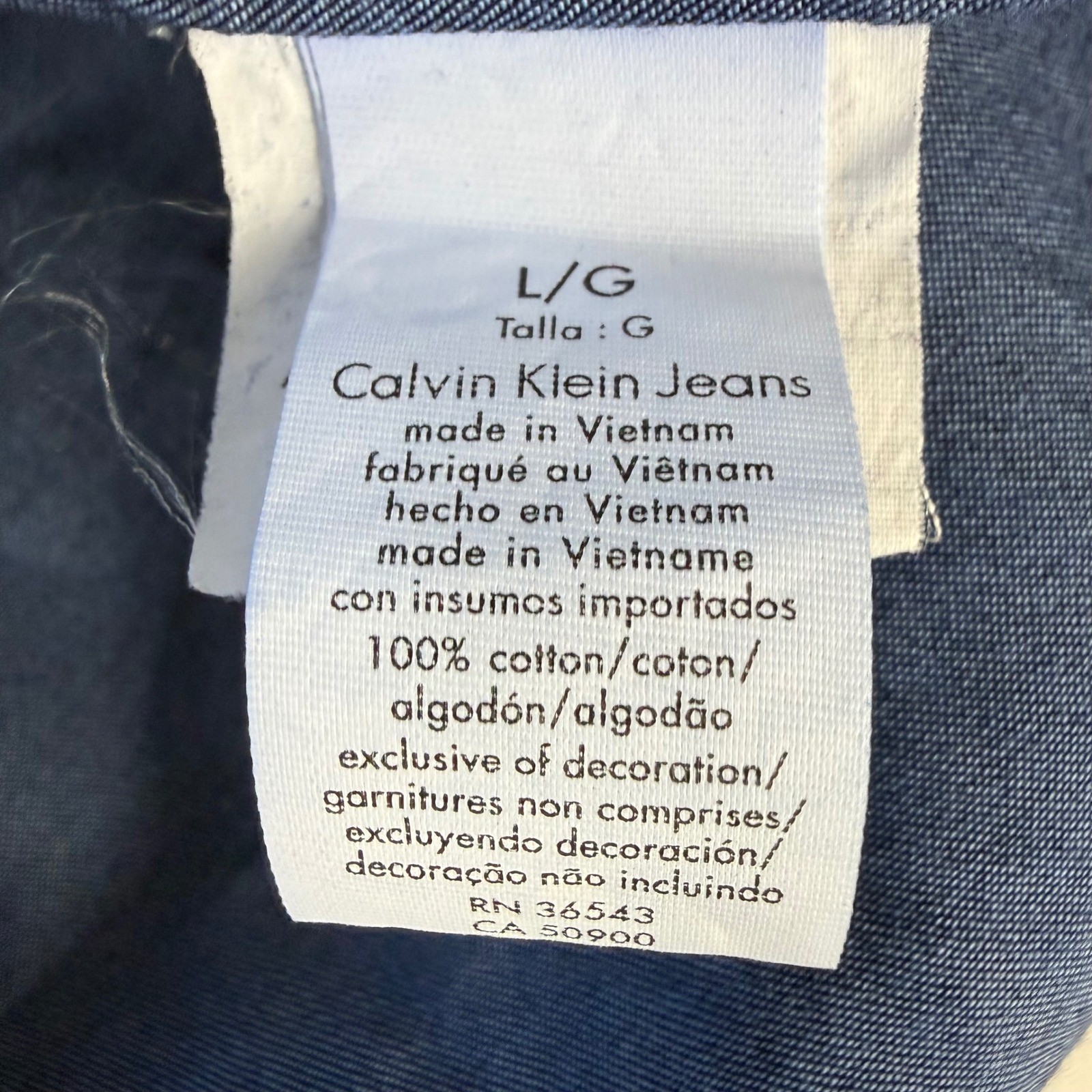 Calvin Klein Jeans Womens Dark Wash Denim Button Front Shirt Dress Size Large