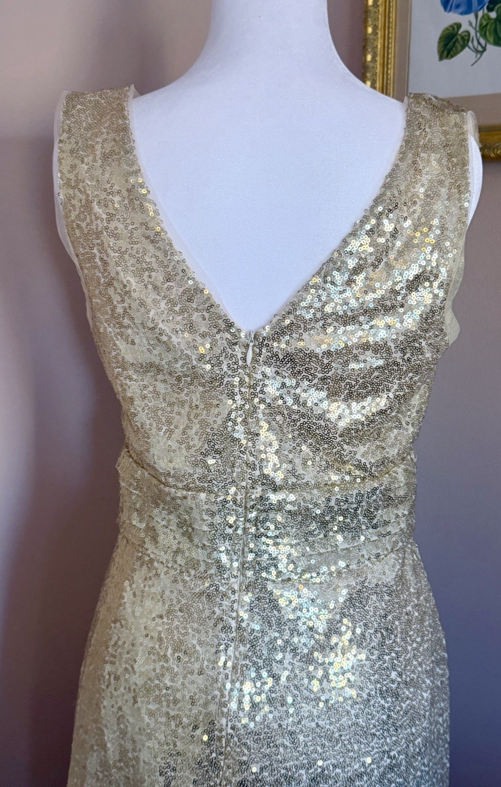 Elegant Sequence Golden Gown From Kate Kasin