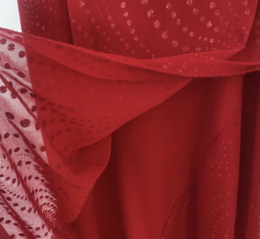 Vtg City Triangles Sequin Glitter Mesh Dress Red Women’s