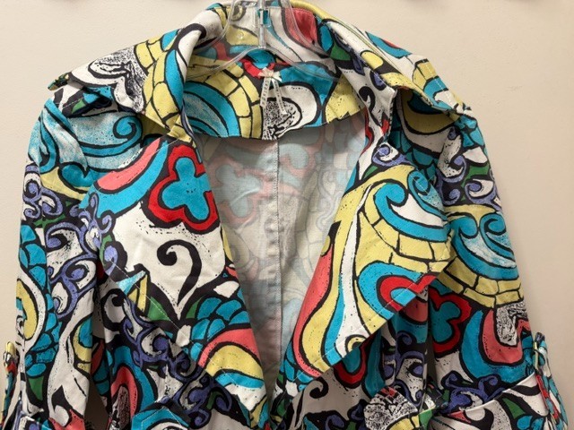 LAPIS Colorful abstract pattern trench coat/ dress SMALL – Yellow, Blue, Red