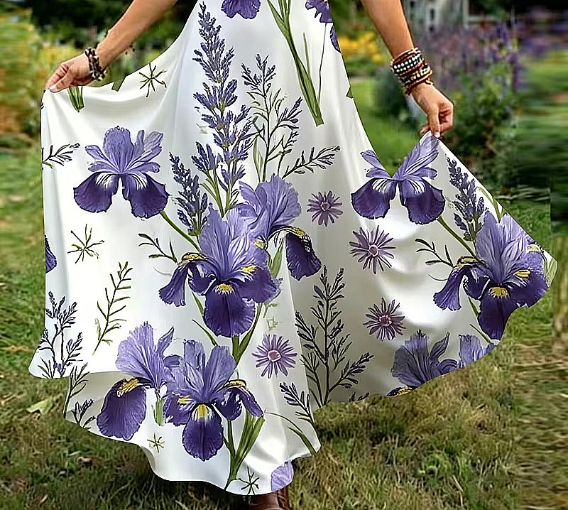 Boho Plus Size Maternity Dress Iris Print Flowy A-line