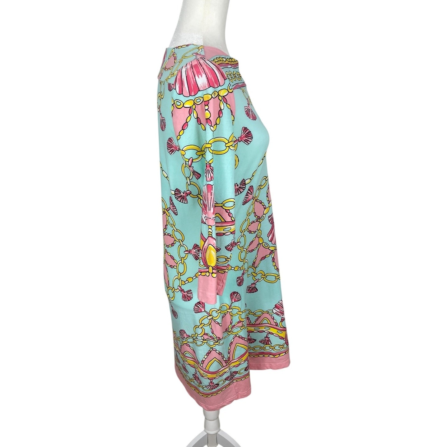 Barbara Gerwit Printed Dress Shells Chains Resort Wear Coastal Women’s Sz Medium