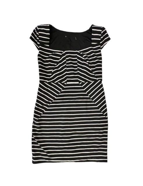 Black White Striped Bodycon Mini Dress Lined OFFICE Preppy SEXY Fashion NWOT