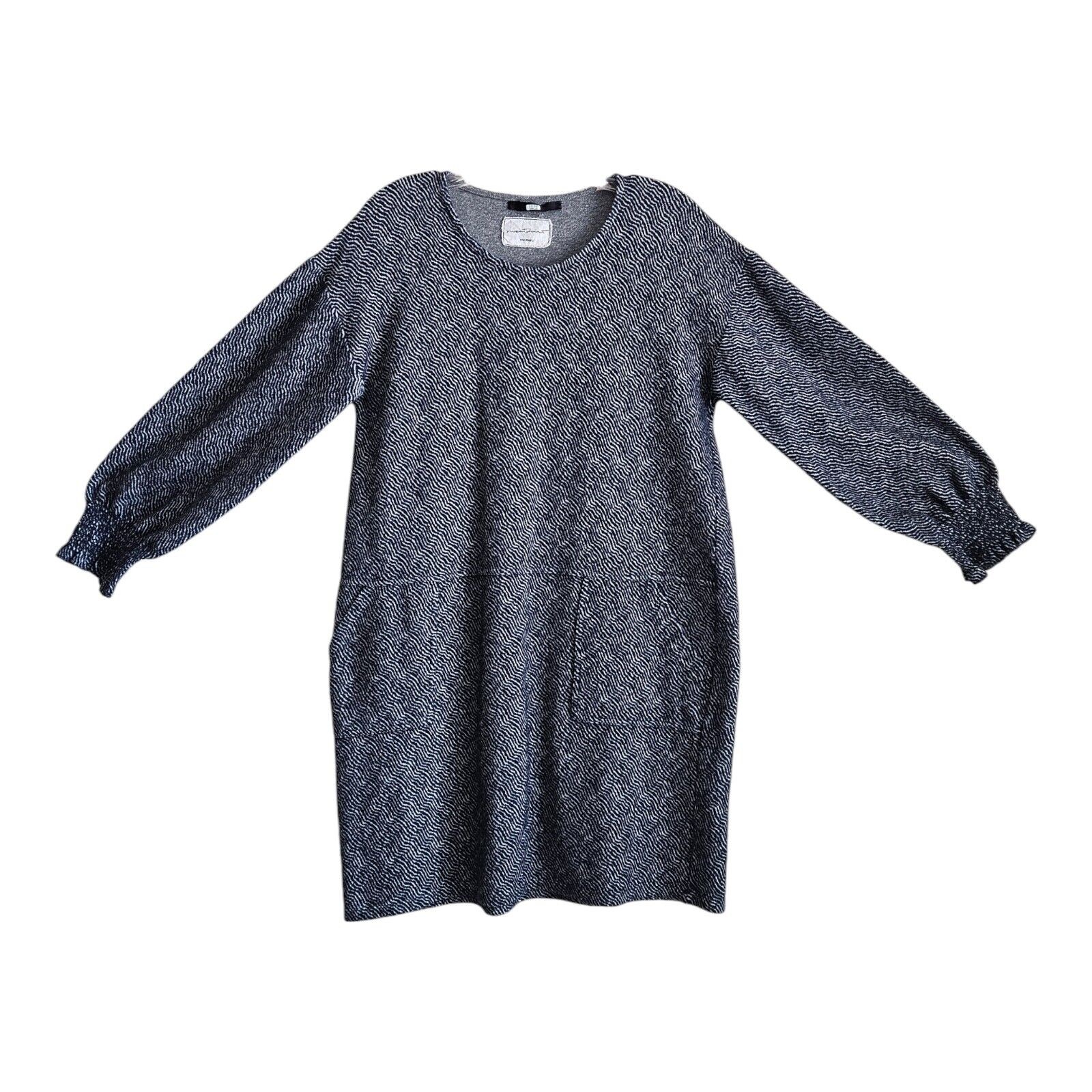 SITA MURT Women’s L Shift Dress Blue White Jacquard Long Sleeve Portugal 38″