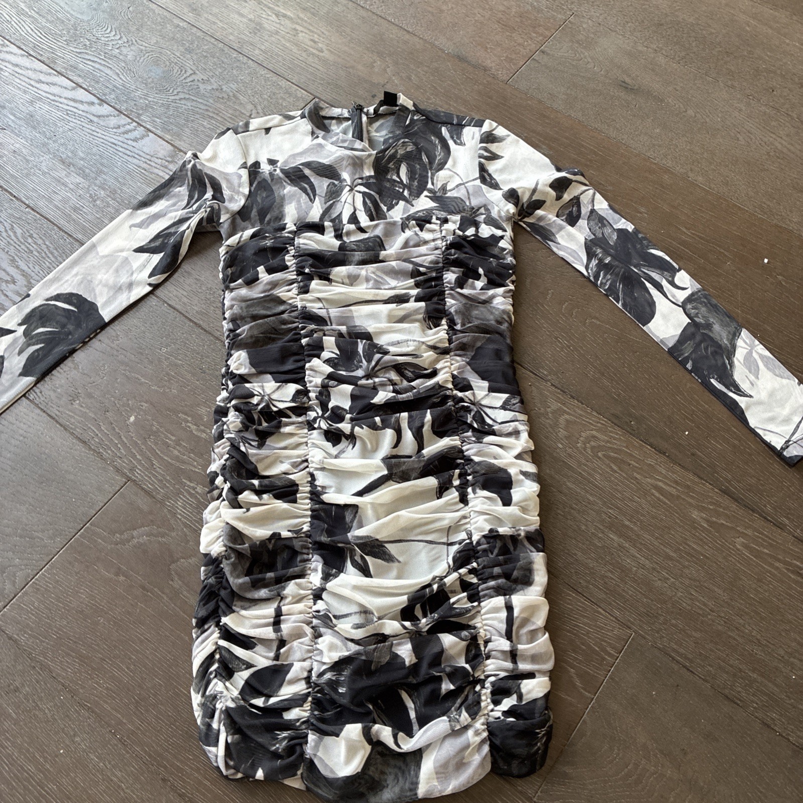 All Saints Giorgia Jackie Floral Mesh Dress Black And White Women Size 2