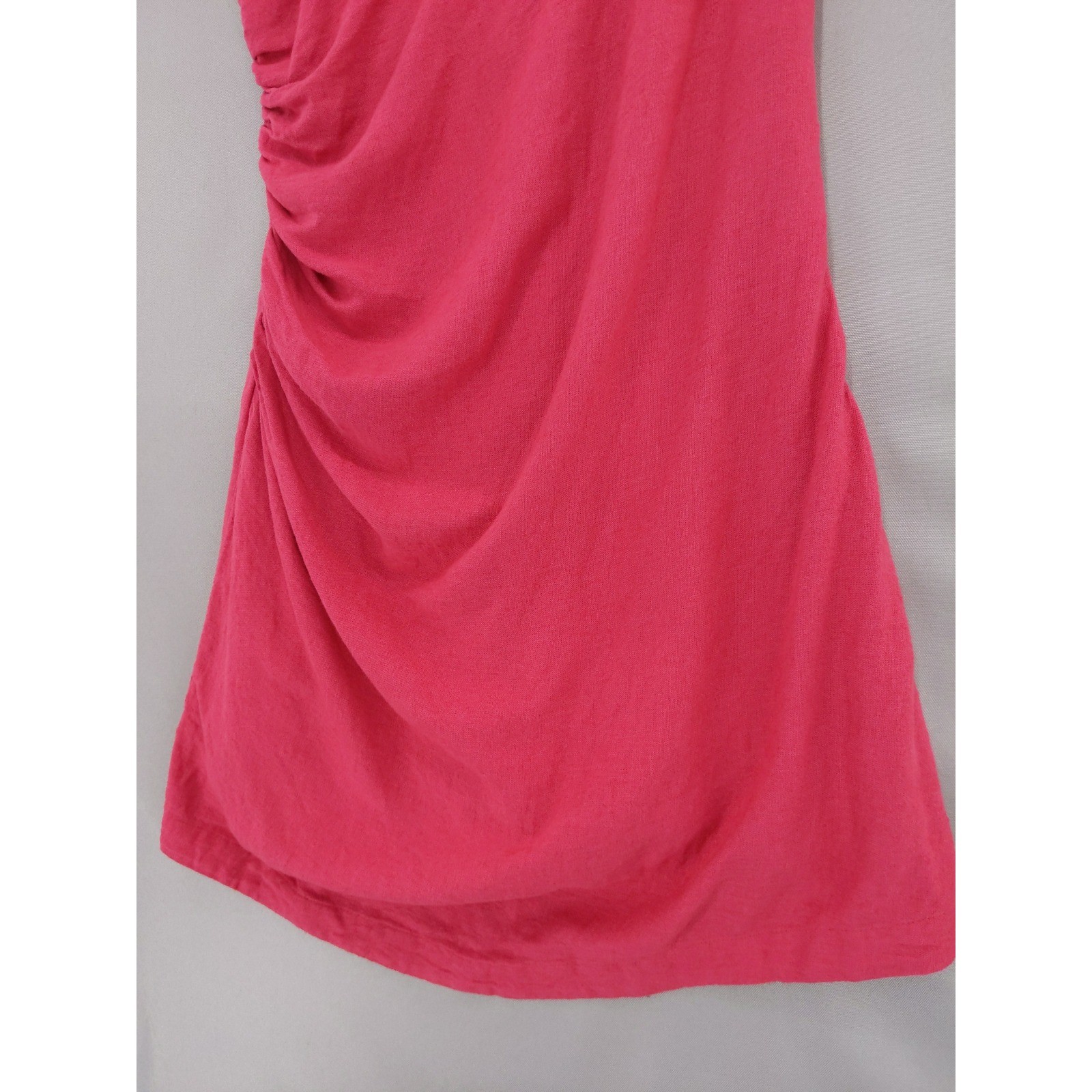Abercrombie & Fitch Mini Dress Womens M Pink Linen Blend Ruched Smocked Back