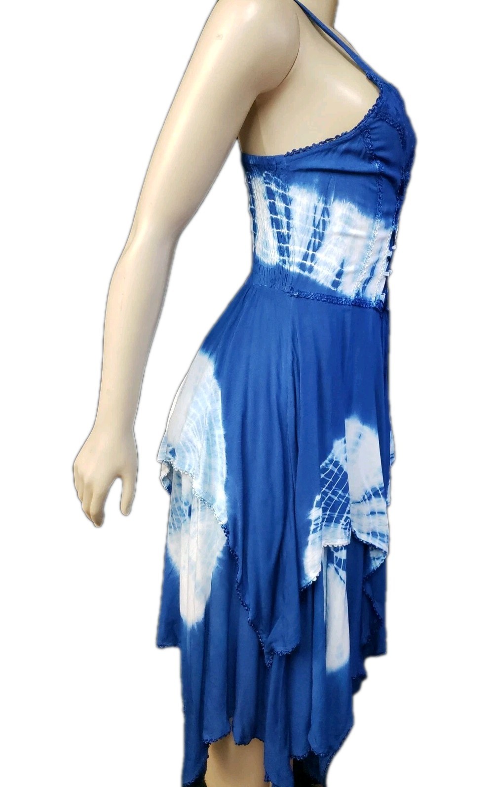 My Choice Corset Handkerchie Hem Size S Blue Tie Dyed Women’s Dress NEW #CB5