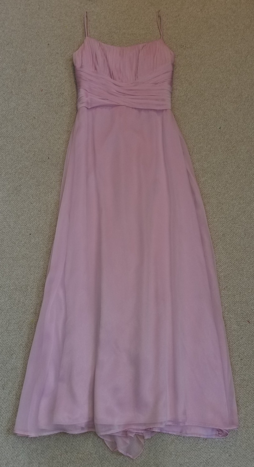 Womens Dress-BELSOIE-pink chiffon maxi formal/prom A-line ruched bodice-8
