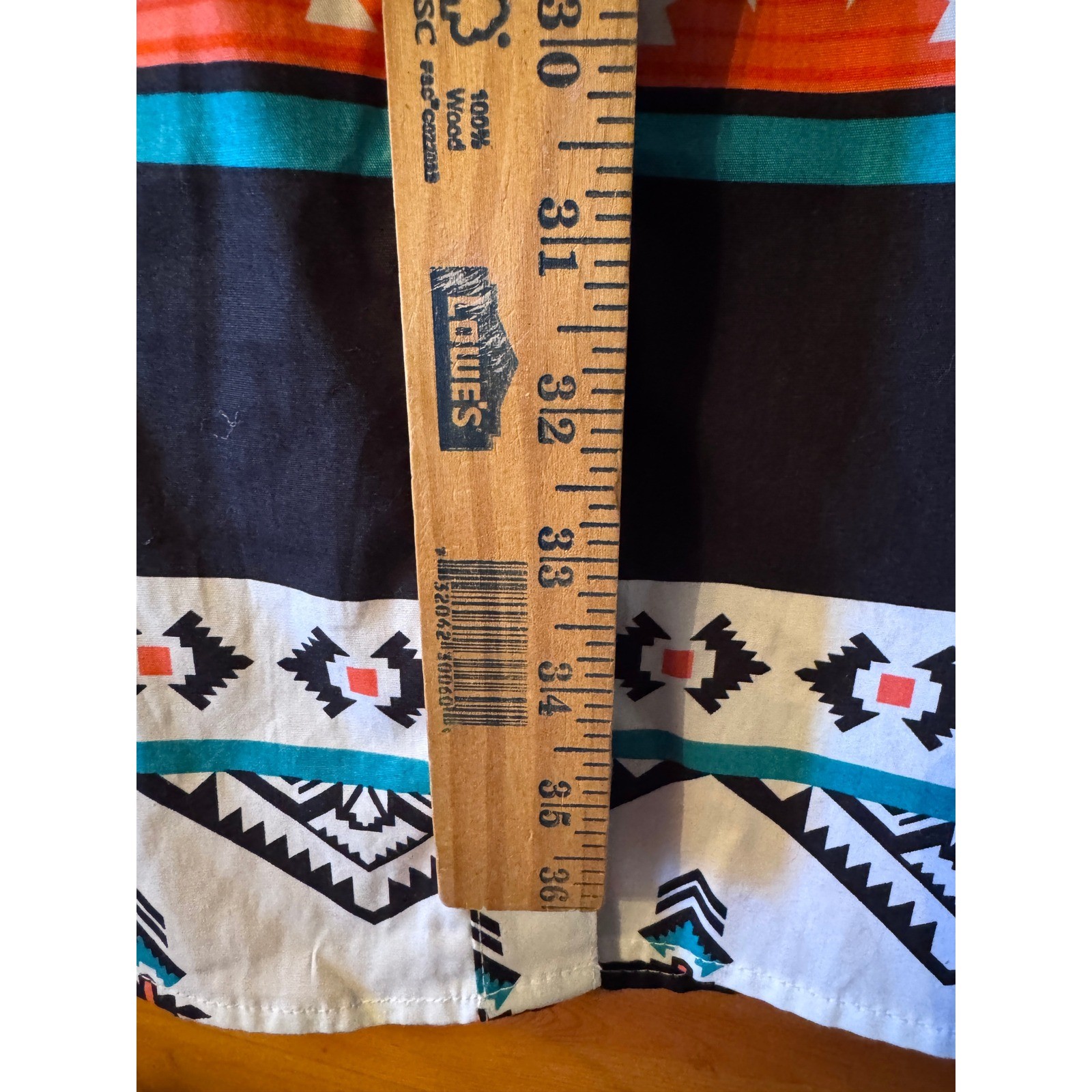 Wrangler Retro Southwestern Snap Front Western Shirt Dress Orange Teal L