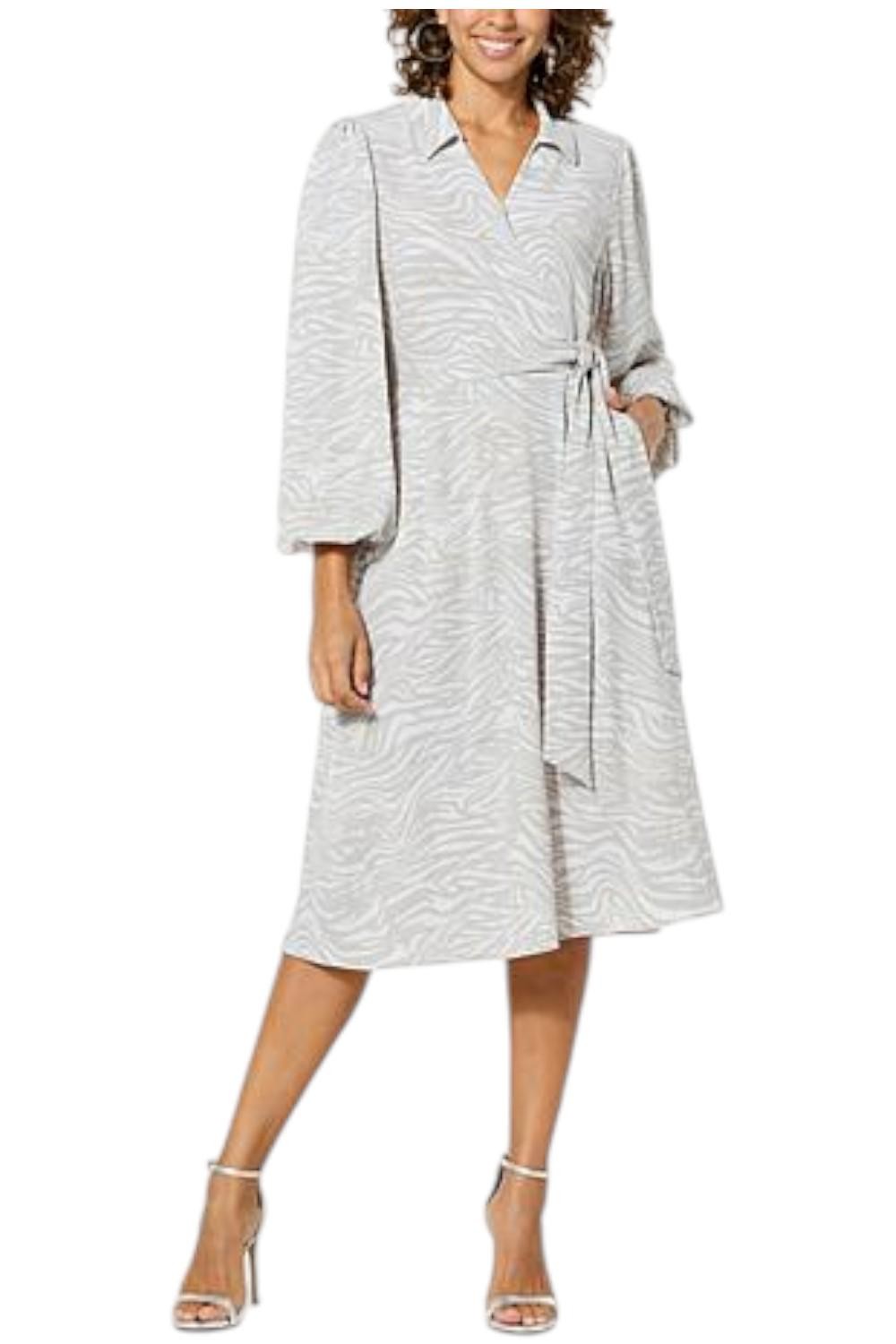 G by Giuliana Women’s Label Woven Crepe Wrap Dress Ivory