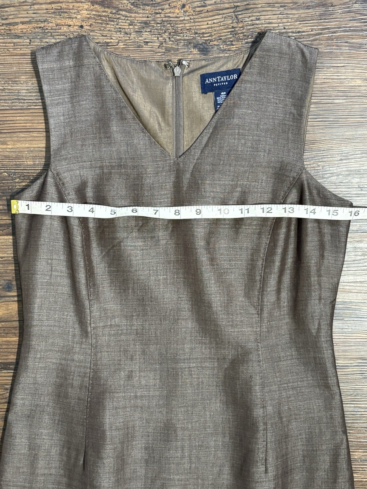 Ann Taylor Wool Mohair Rayon Blend Sheath Dress V Neck Sleeveless Brown Vintage