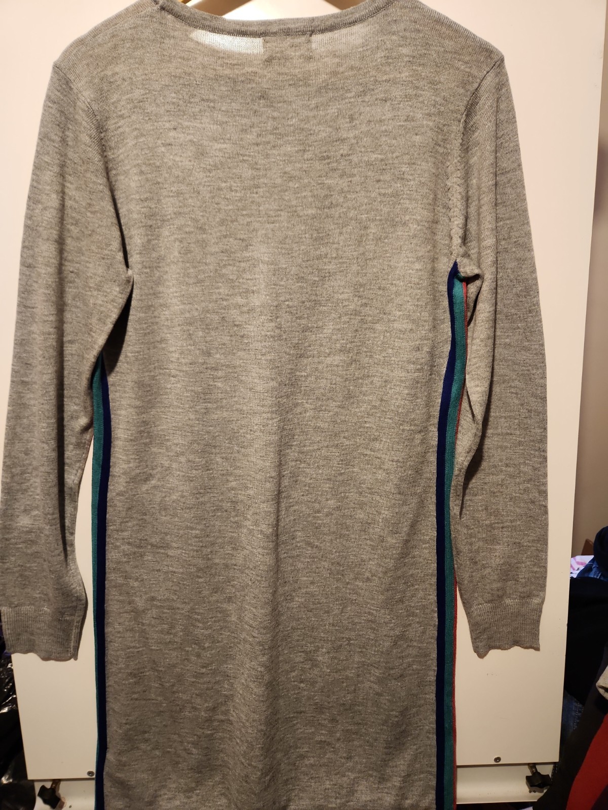 Sugarhill Brighton Wool Blend Grey Dress Stripe Detail UK 14 EU 42 US 10 Ex Cond