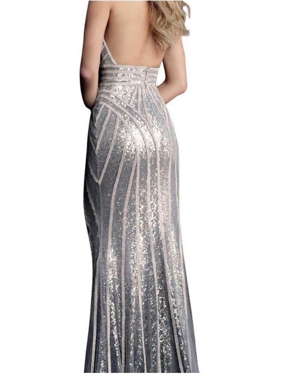 NEW JOVANI 62305 Elegant Silver Evening Gown