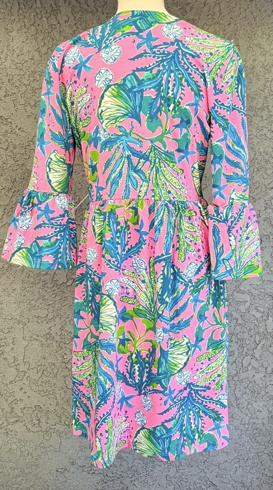 Lilly Pulitzer Jannie Dress V-Neck Three Quarter Sleeve Mini Size Small