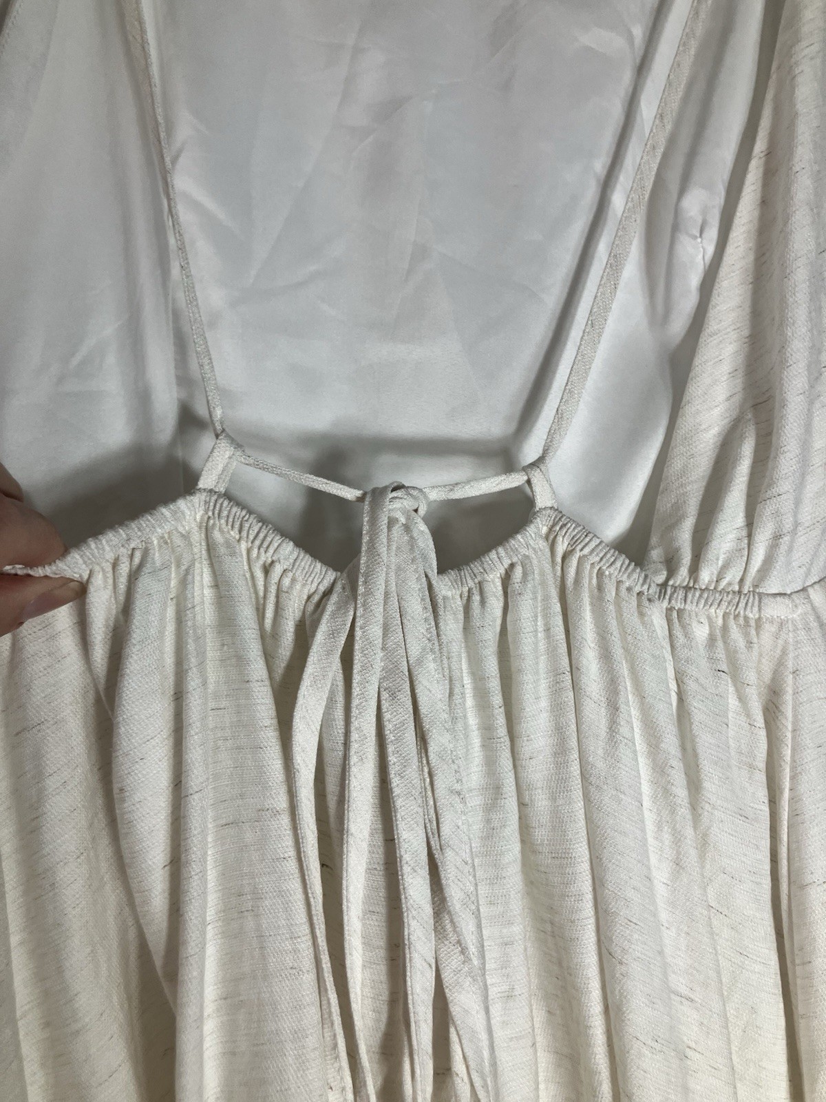 Dazy Beige Backless Maxi Dress Linen Blend Small
