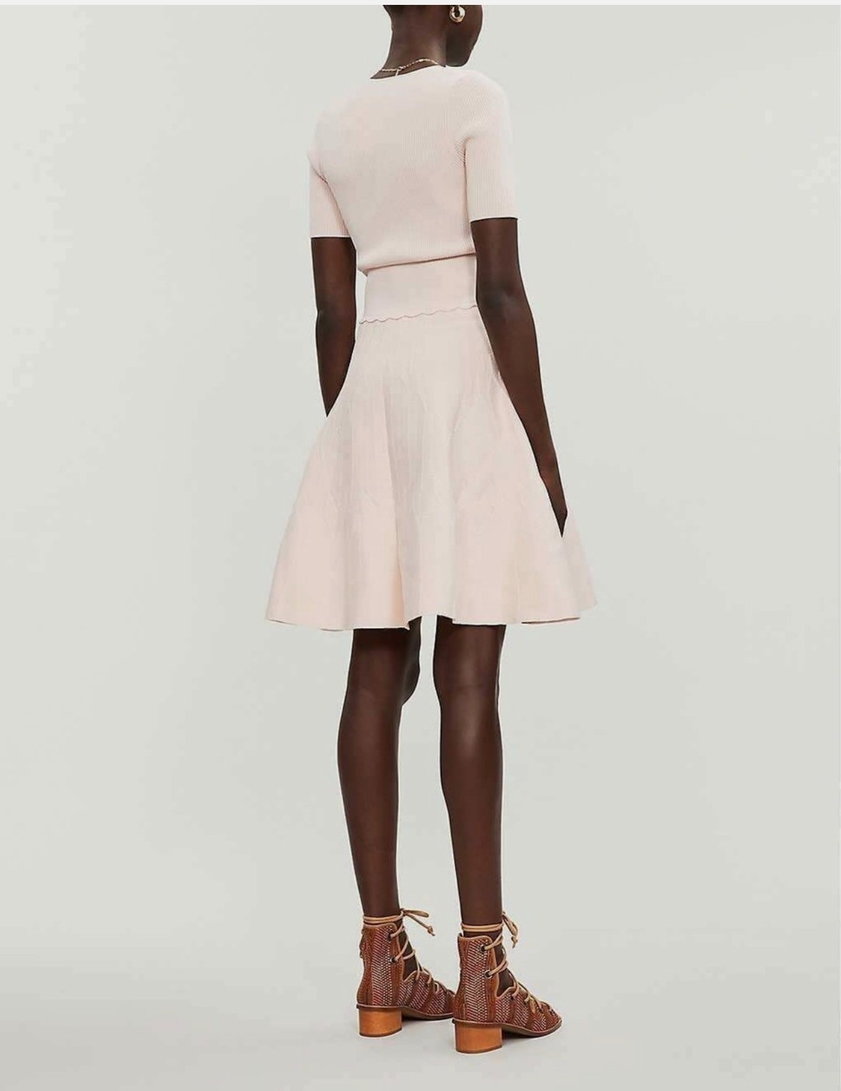 Sandro Paris Blush Pink Knit Pleated Midi Dress Women’s Size 34