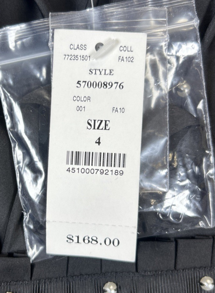 White House Black Market Black Dress Size 4 Black Pearl Beads Event Party NWT