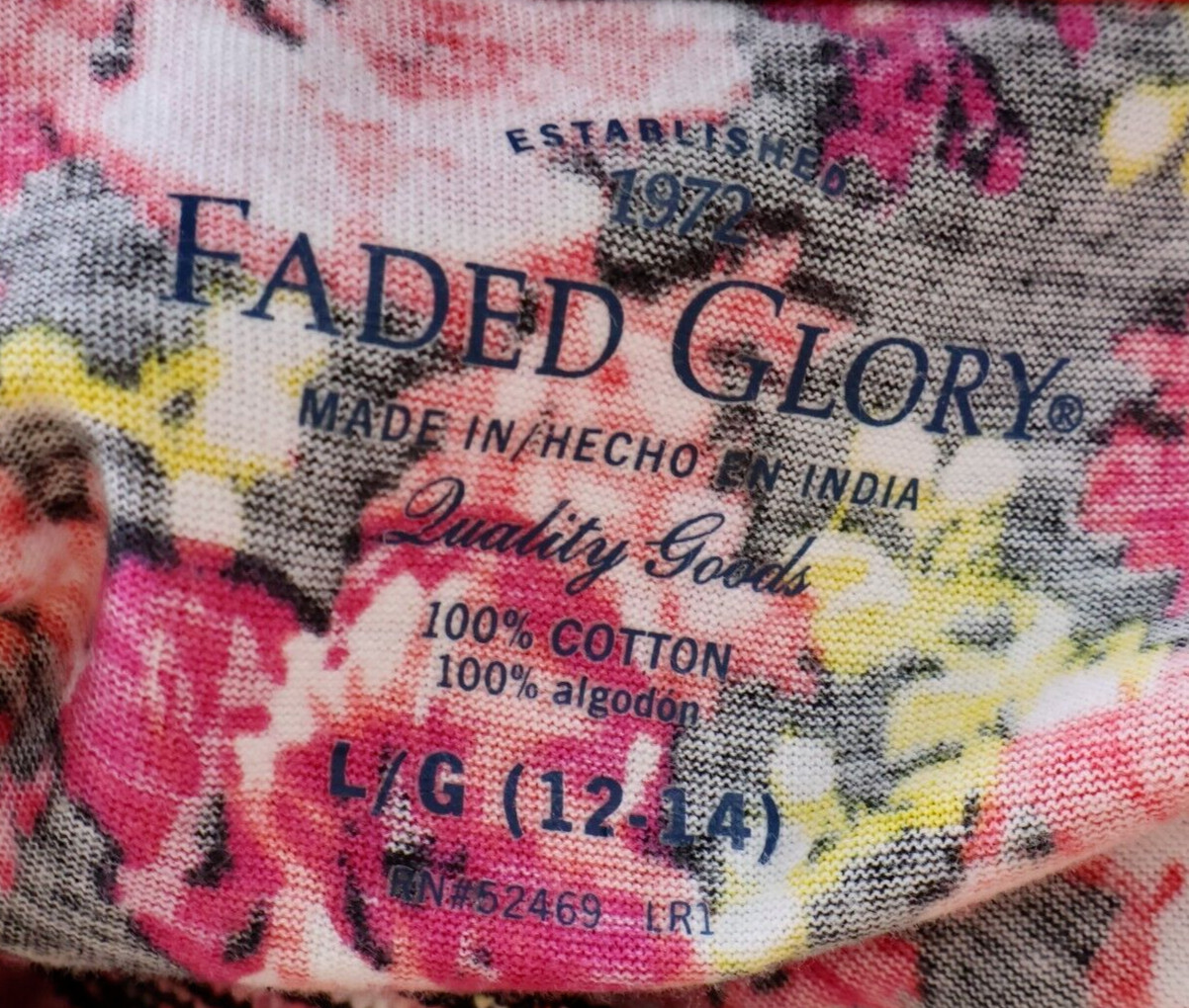 Faded Glory Sundress Womens L Pink Floral Adjustable Straps V-Neck Lightweight