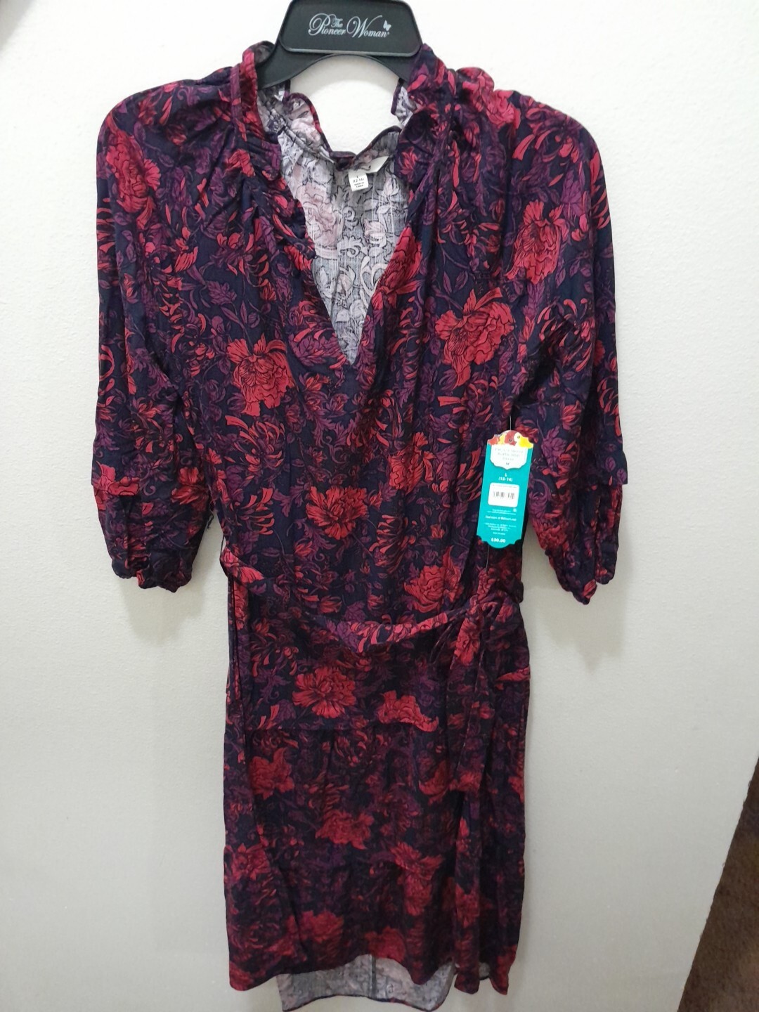 Pioneer Woman 3/4 Sleeve Ruffle Midi Dress Size Large 12-14 NWT