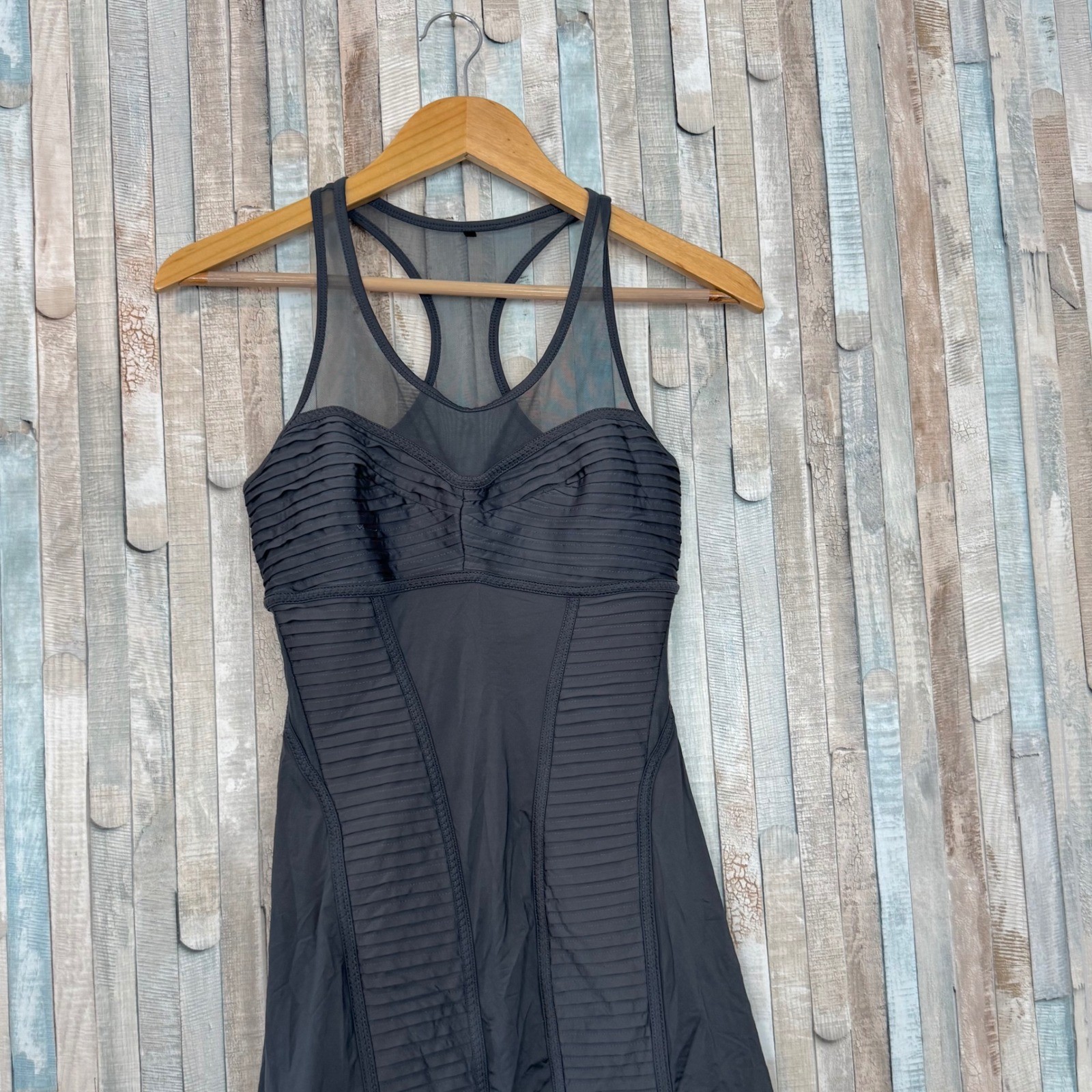 Adidas by Stella McCartney Mini Tennis Dress Mesh Pleated Racerback Charcoal 2 4