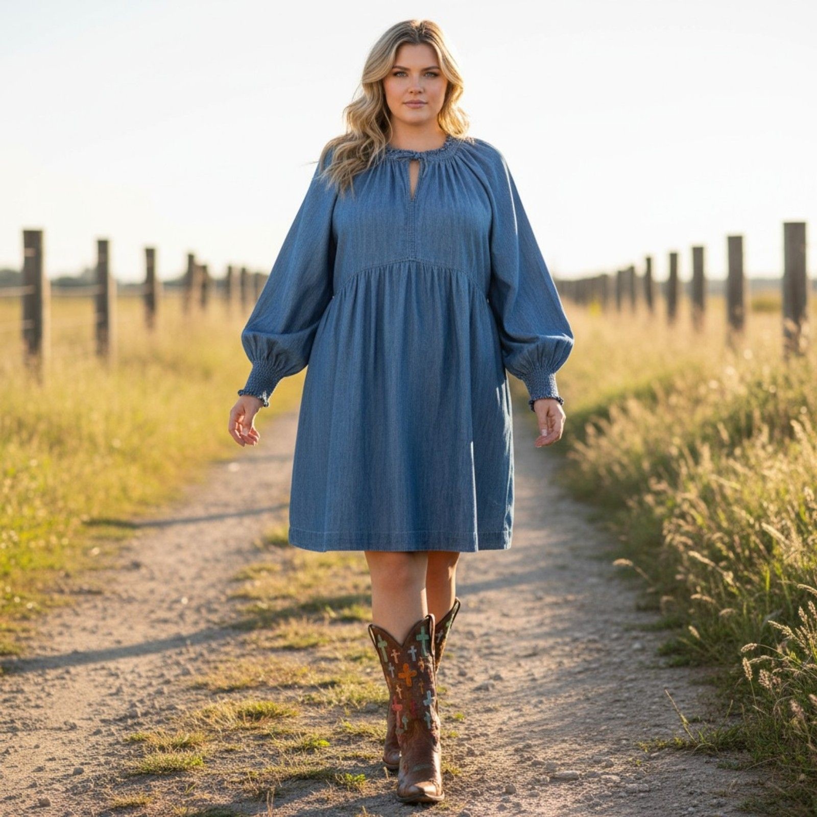 OLD NAVY Puff-Sleeve Non-Stretch Denim Mini Poet Swing Dress, Size 3X