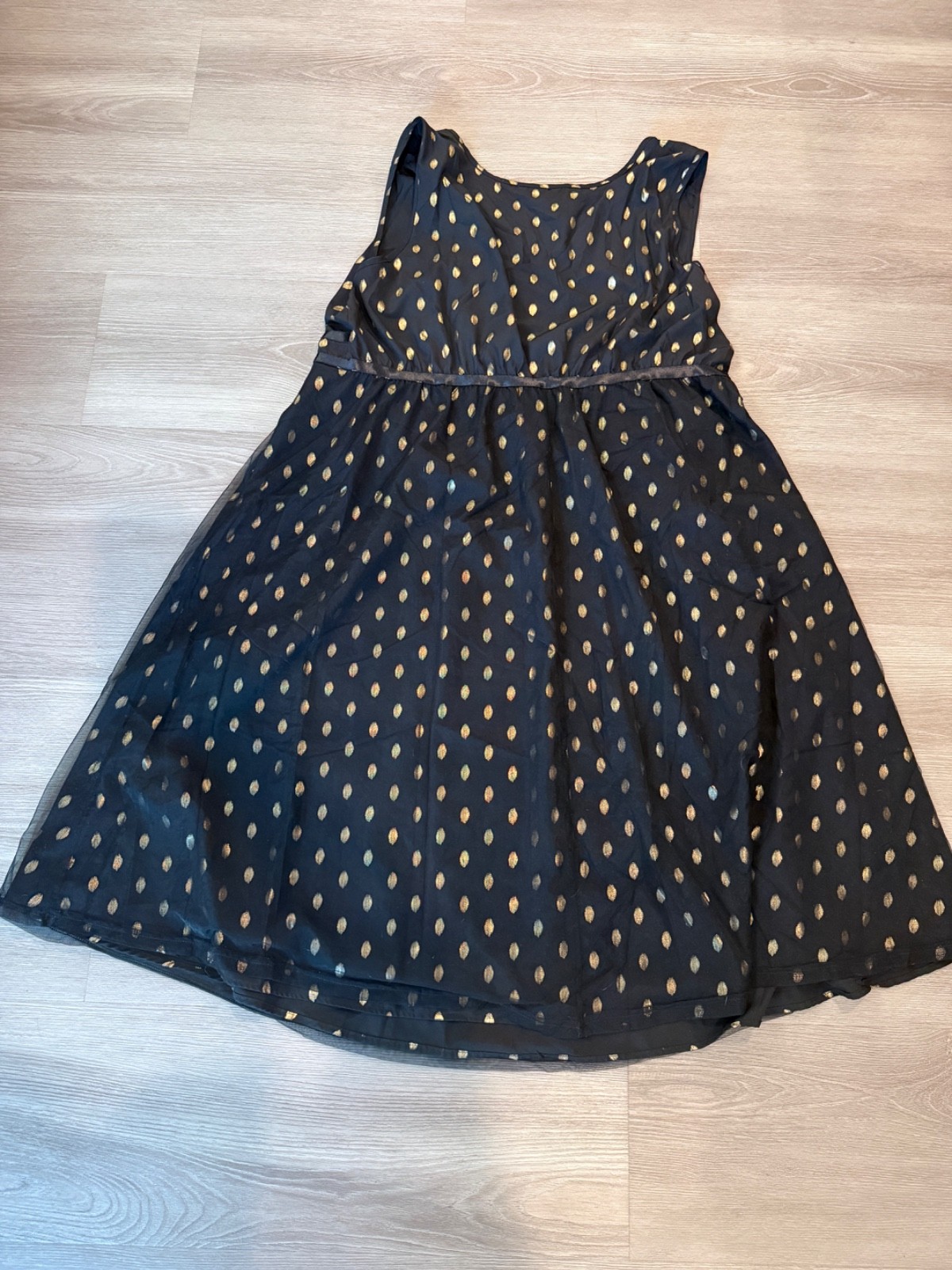 BloomChic Black Gold Polka Dot V-Neck Midi Dress Plus Size 22-24 w/ Pockets!