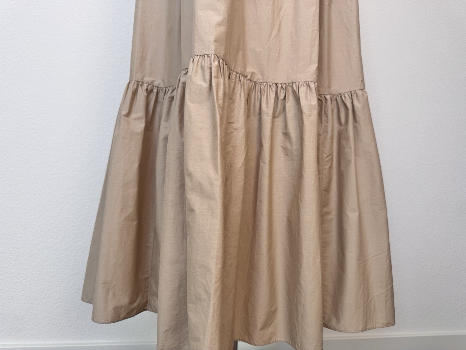 NEW Theory Womens Cotton Blend Tan Sleeveless Tiered Maxi Dress Size 6