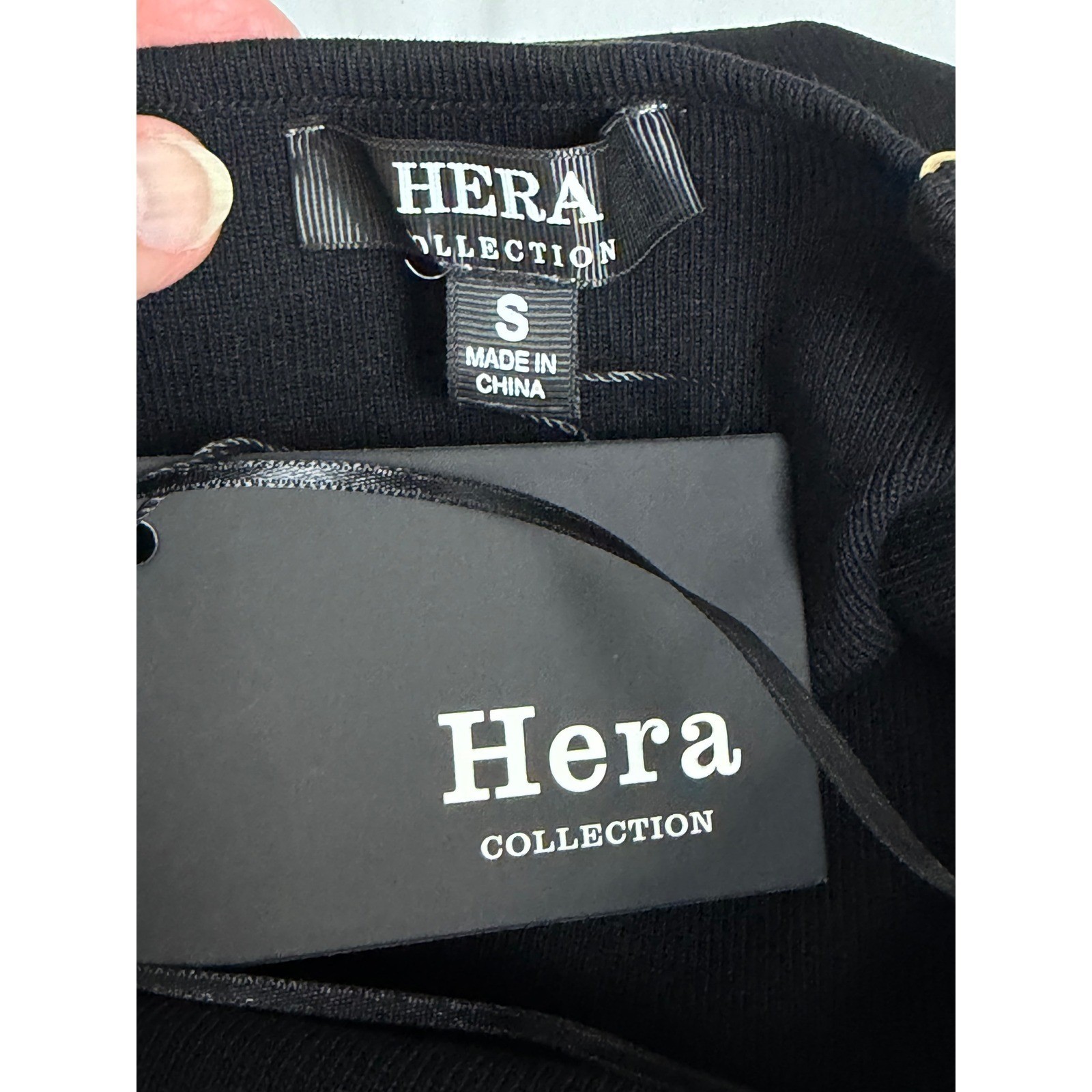 NWT Hera Collection Ribbed Knit Midi Dress Women Size S Black Side Slit Bodycon