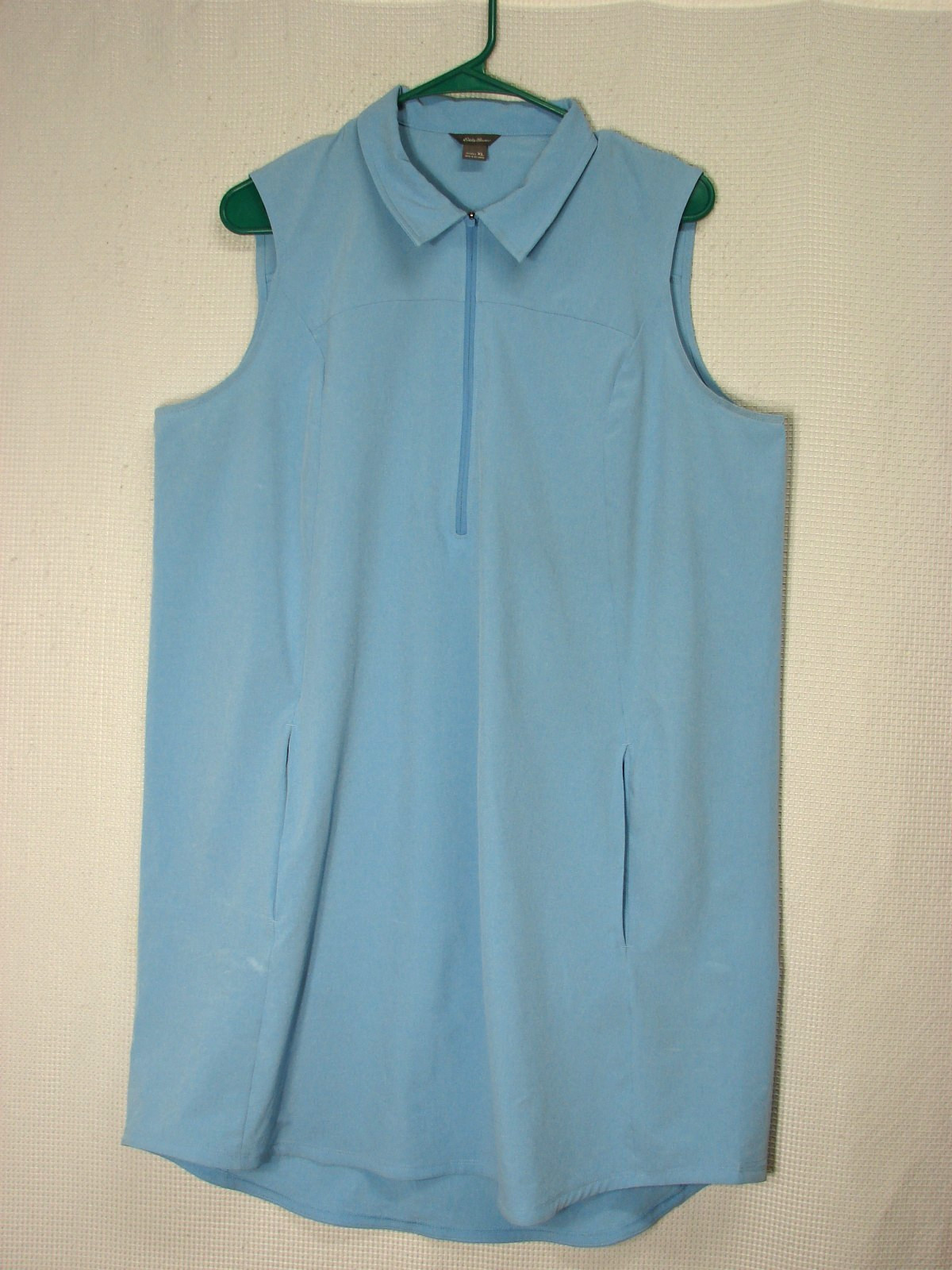 Eddie Bauer Athletic Dress XL Sleeveless Blue Collared 1/4 Zip Golf Pickleball