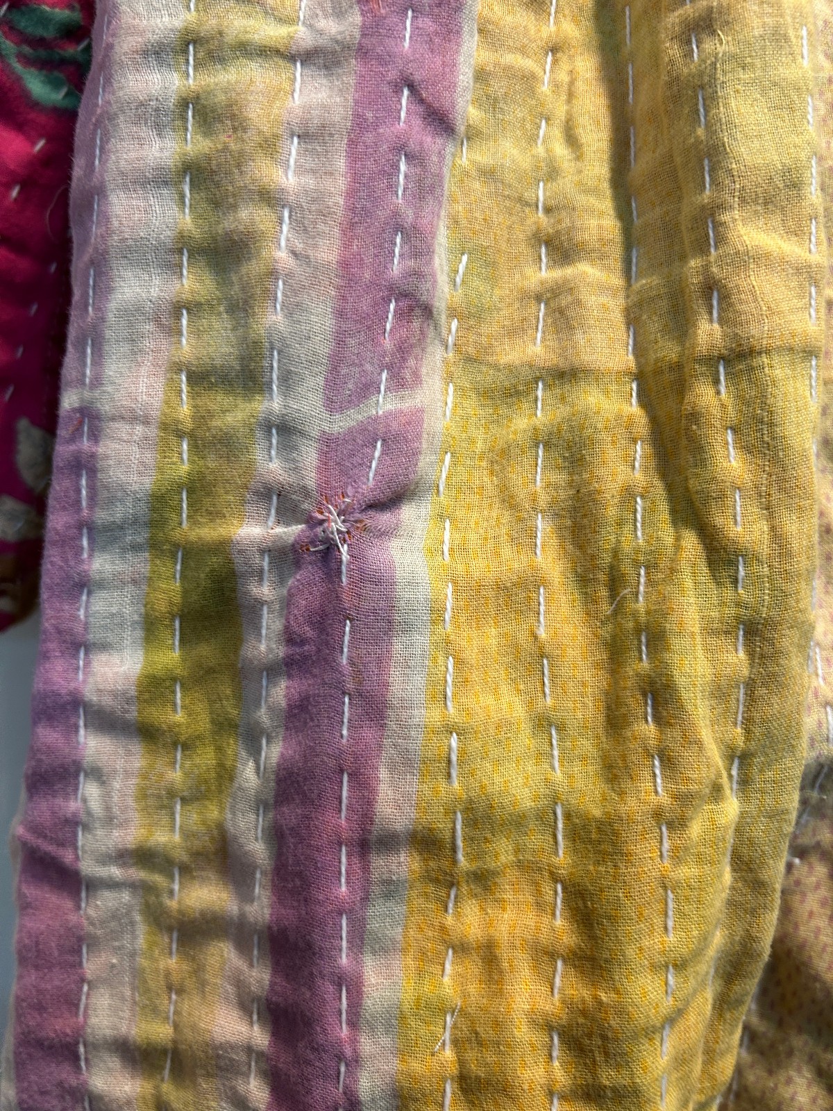 Nw FUNKY STUFF hippy boho vintage cotton pocket kantha maxi reversible DRESS 1X