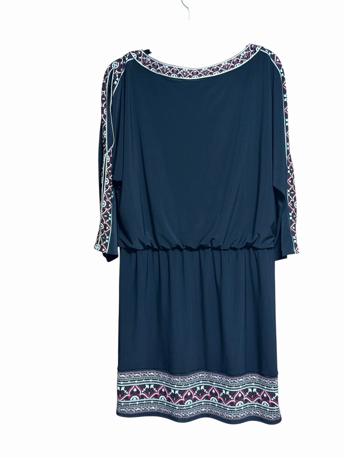 White House Black Market Embroidered Blouson Split Sleeve Dress Size L NWT