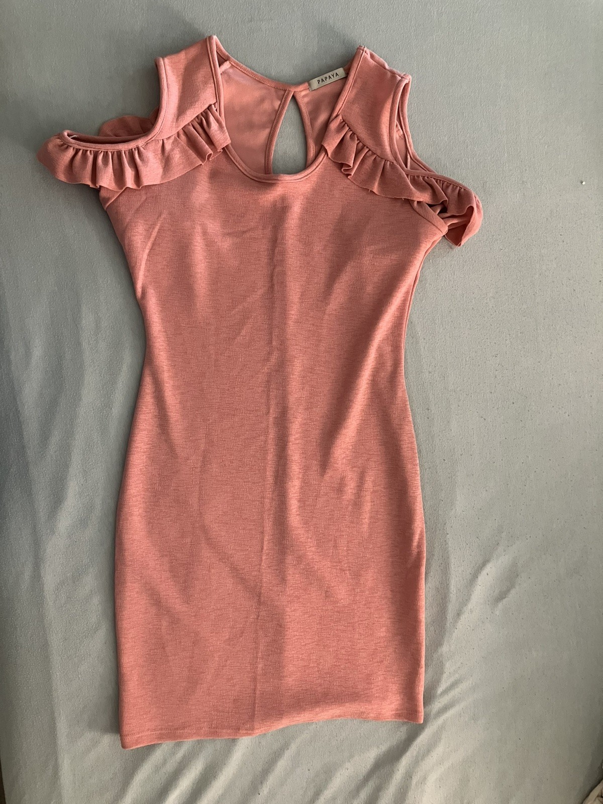Papaya Dress Pink Cold Shoulder Sz M Ruched Women Party Summer Pre Owned