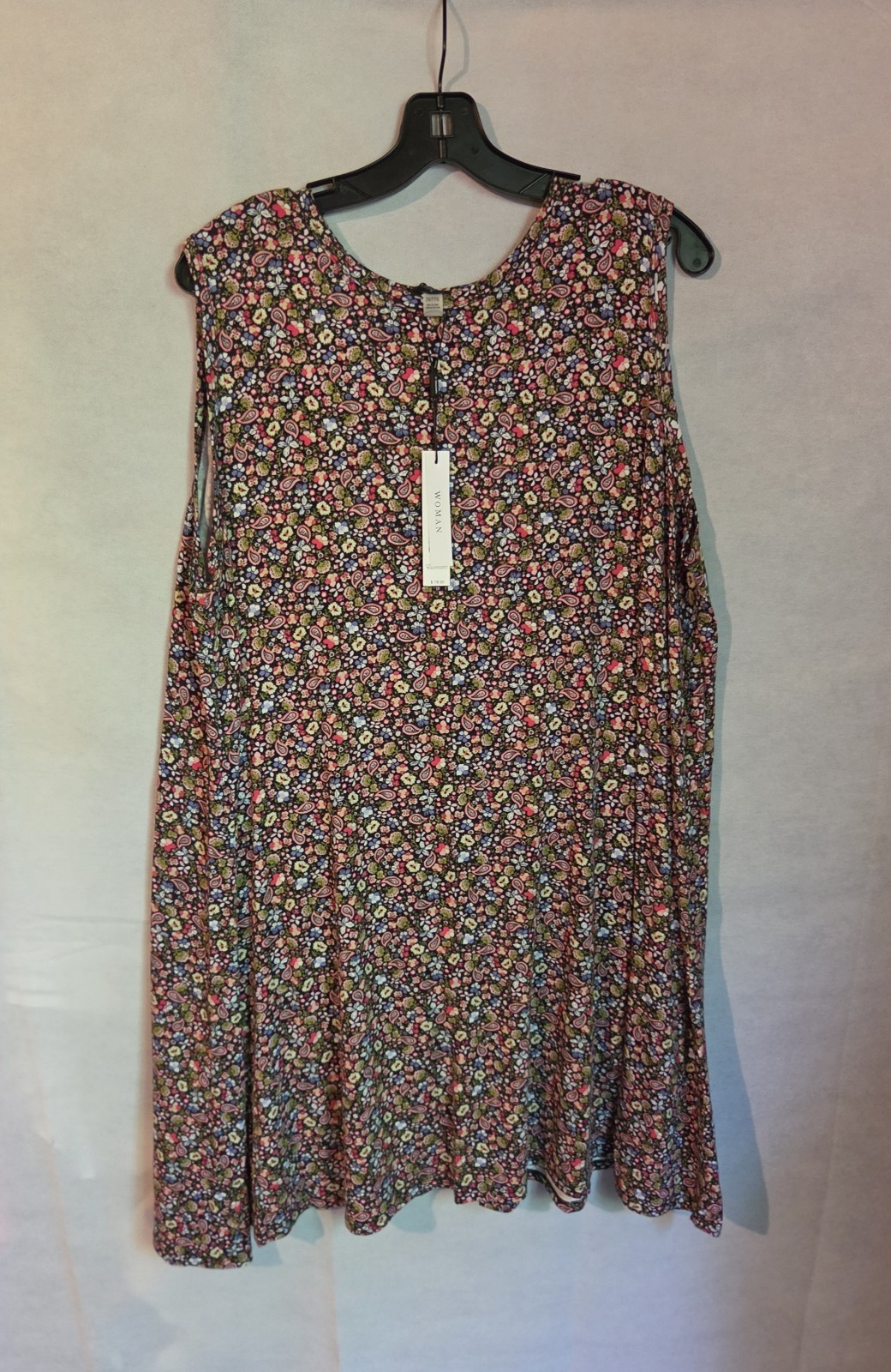 NWT T Tahari Womens 2X Floral Paisley Sleeveless A-Line Shift Dress MSRP $78
