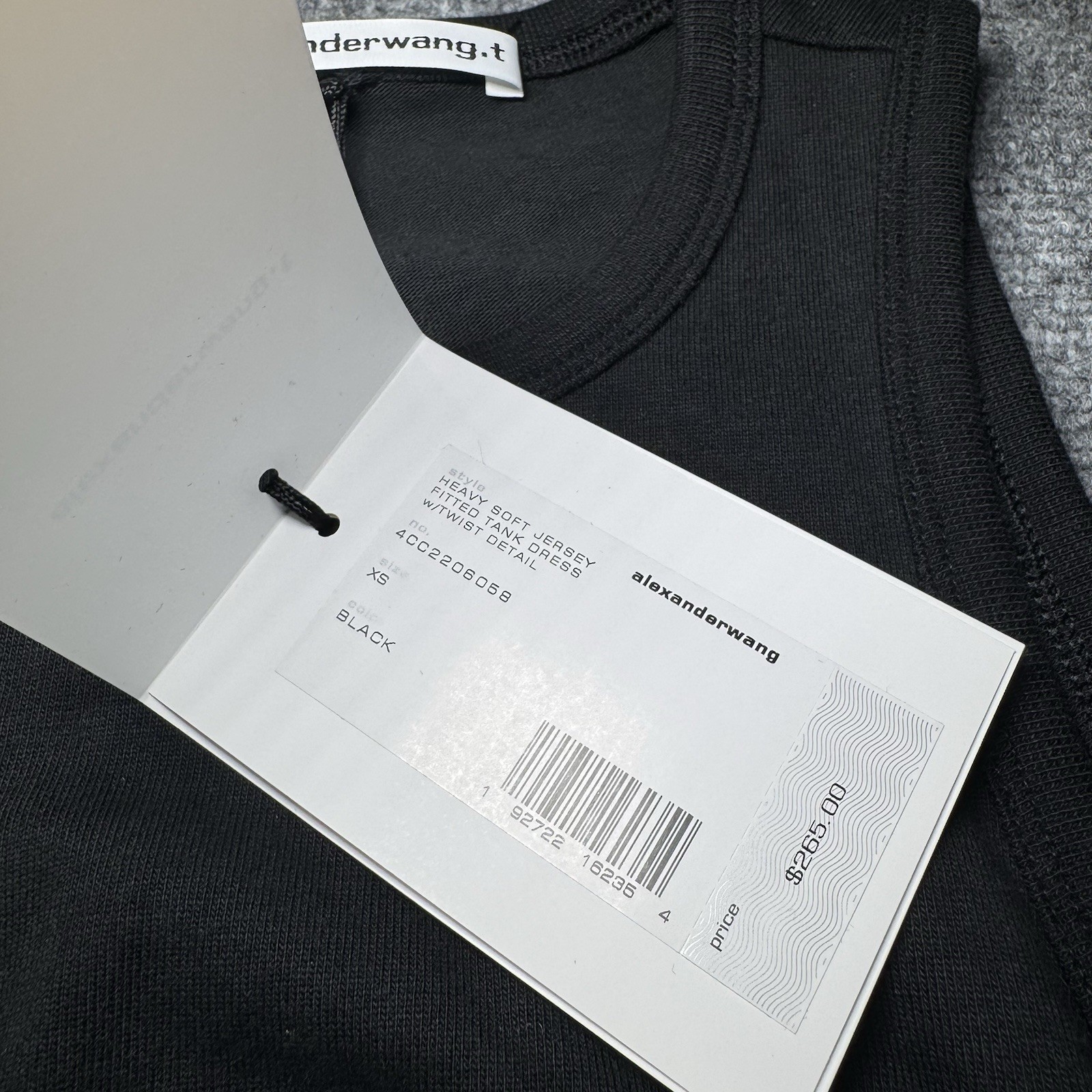 ALEXANDER WANG .T Heavy Soft Jersey Fitted Tank Dress w/ Twist Detail XS NEW NWT