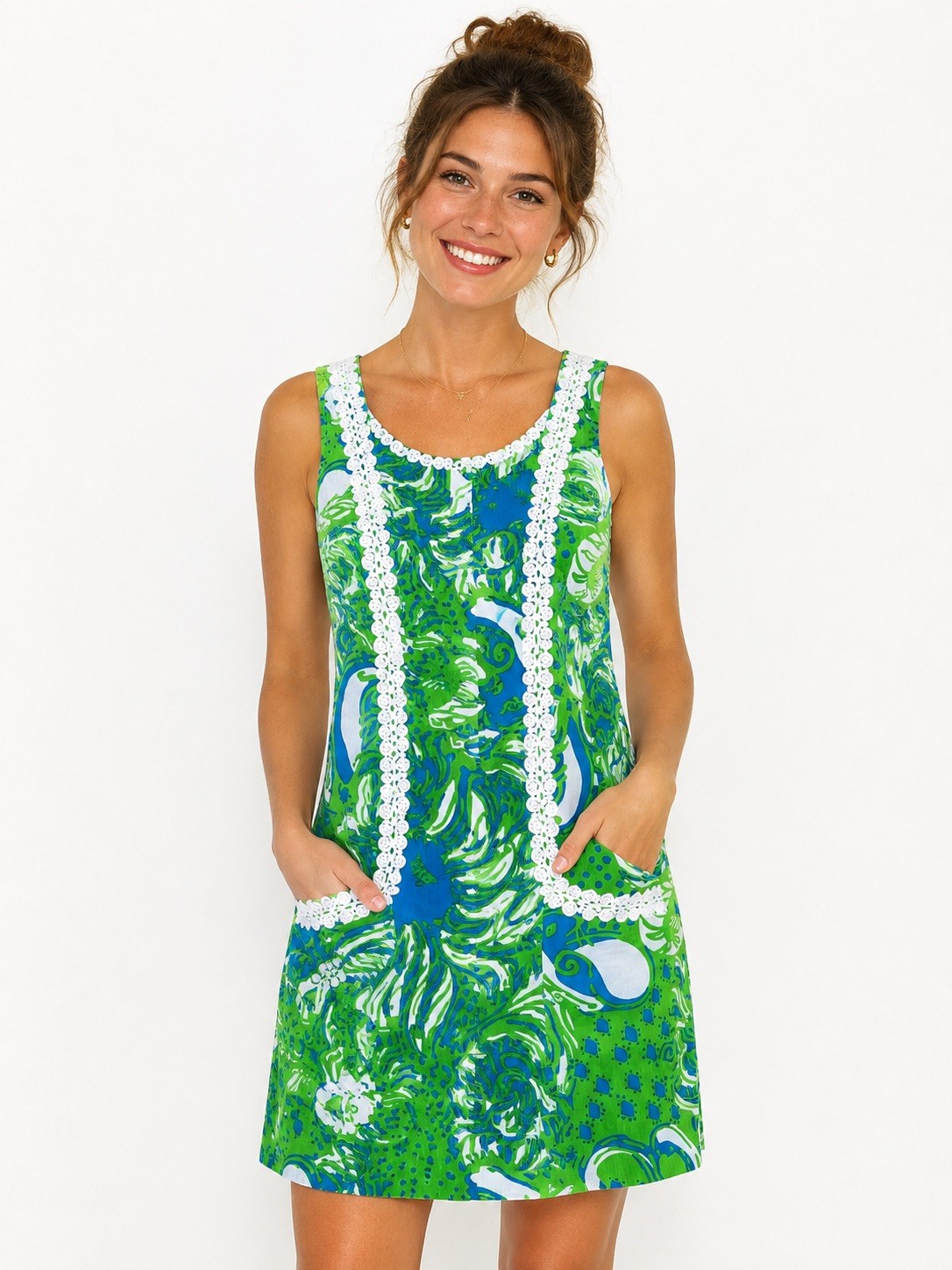 LILLY PULITZER size 4 Roar of the Jungle Limeade shift dress alpha delta pi lion
