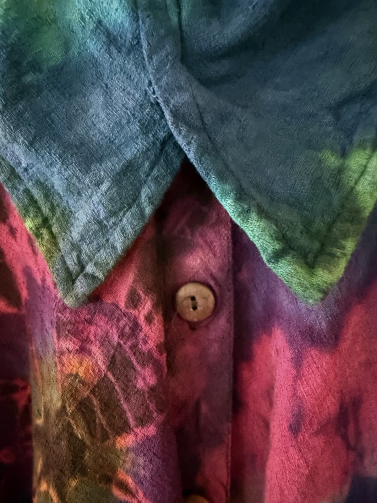 Tucan Hand Tie Dye Trapeze 100% Cotton Jacket Coat Dress Mesilla, NM Women’s L